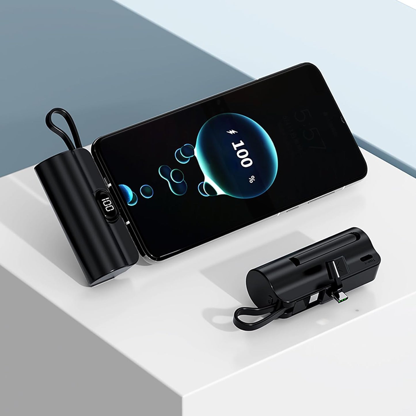 5500mAh Mini Portable Power Bank with Dual USB-C Ports and LCD Display, Compatible with iPhone 16/15 Series, Android Phones, Samsung, Moto, LG, and More