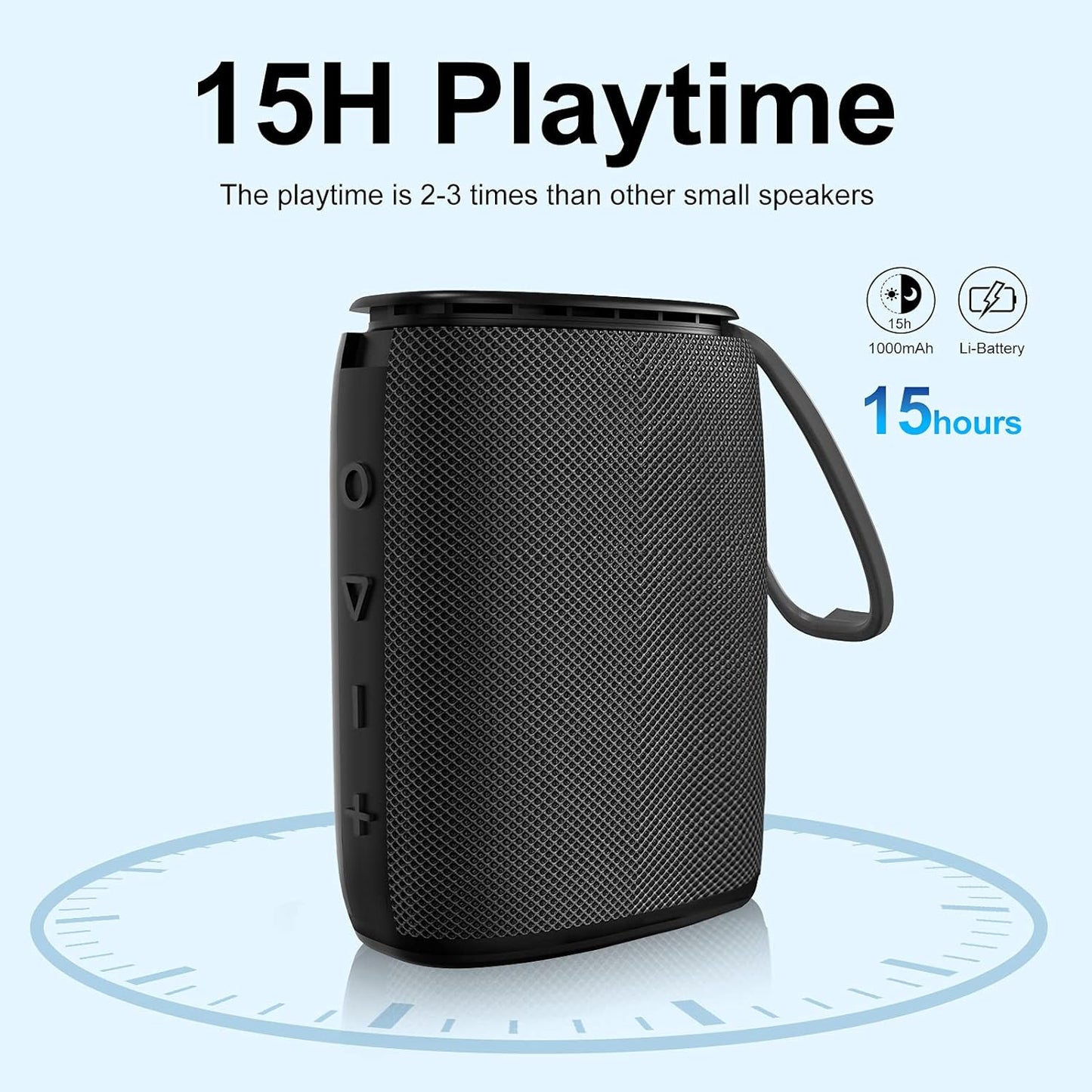 H3 Portable Bluetooth 5.0 Wireless Speaker with HD Stereo Sound, IPX7 Waterproof Rating, 15-Hour Playtime, USB-C Charging, and TWS Pairing for Home and Outdoor Use
