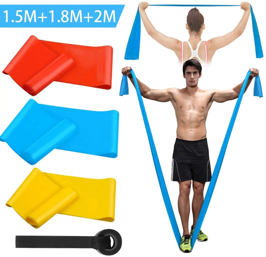 Professional Resistance Bands Set - 3 Pcs Elastic Fitness Tapes for Yoga, Pilates, Crossfit, and Stretching Workouts