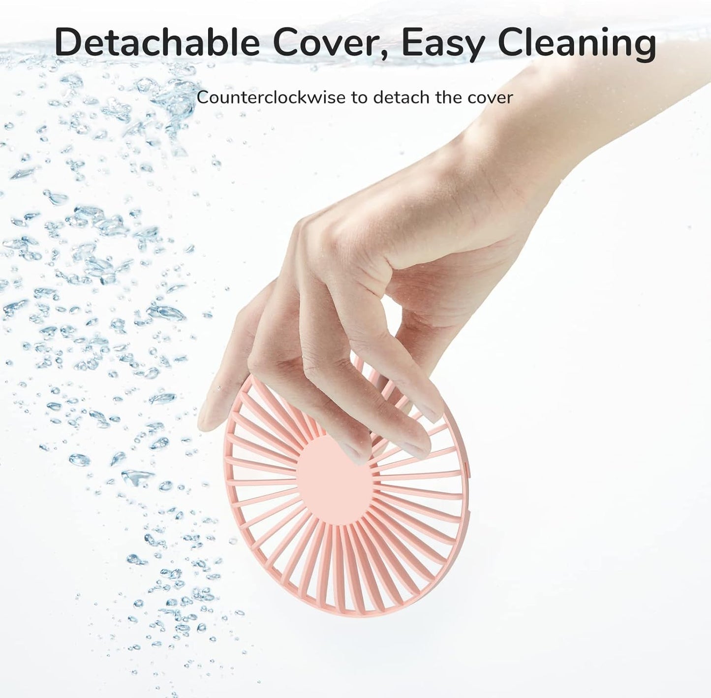 Portable Handheld Fan with 20-Hour Maximum Cooling Time, 4000mAh USB Rechargeable Personal Fan, Battery Operated Mini Fan with 3 Speed Settings for Travel, Commute, Makeup, and Office - Pink