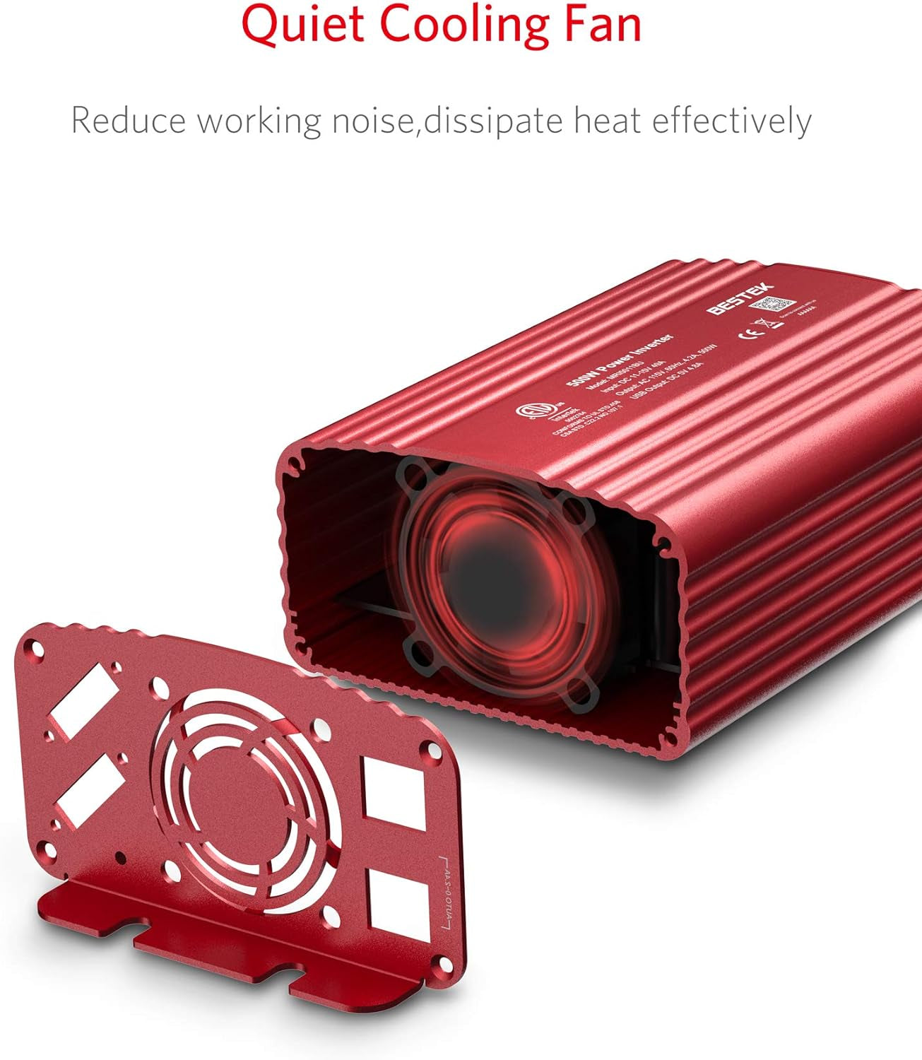 500W DC to AC Power Inverter (12V to 110V) with Alligator Battery Clamp and 4.8A Dual USB Car Charger, ETL Listed