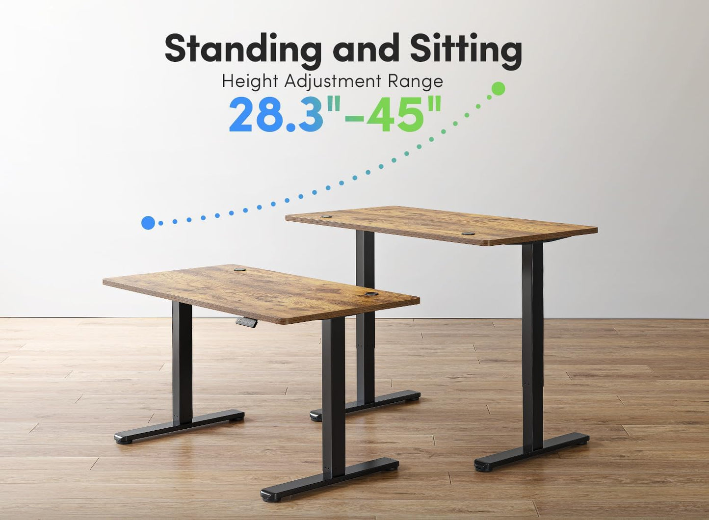 Height Adjustable Electric Standing Desk, 48" x 24", Rustic Brown Finish, Ideal for Home Office and Computer Use