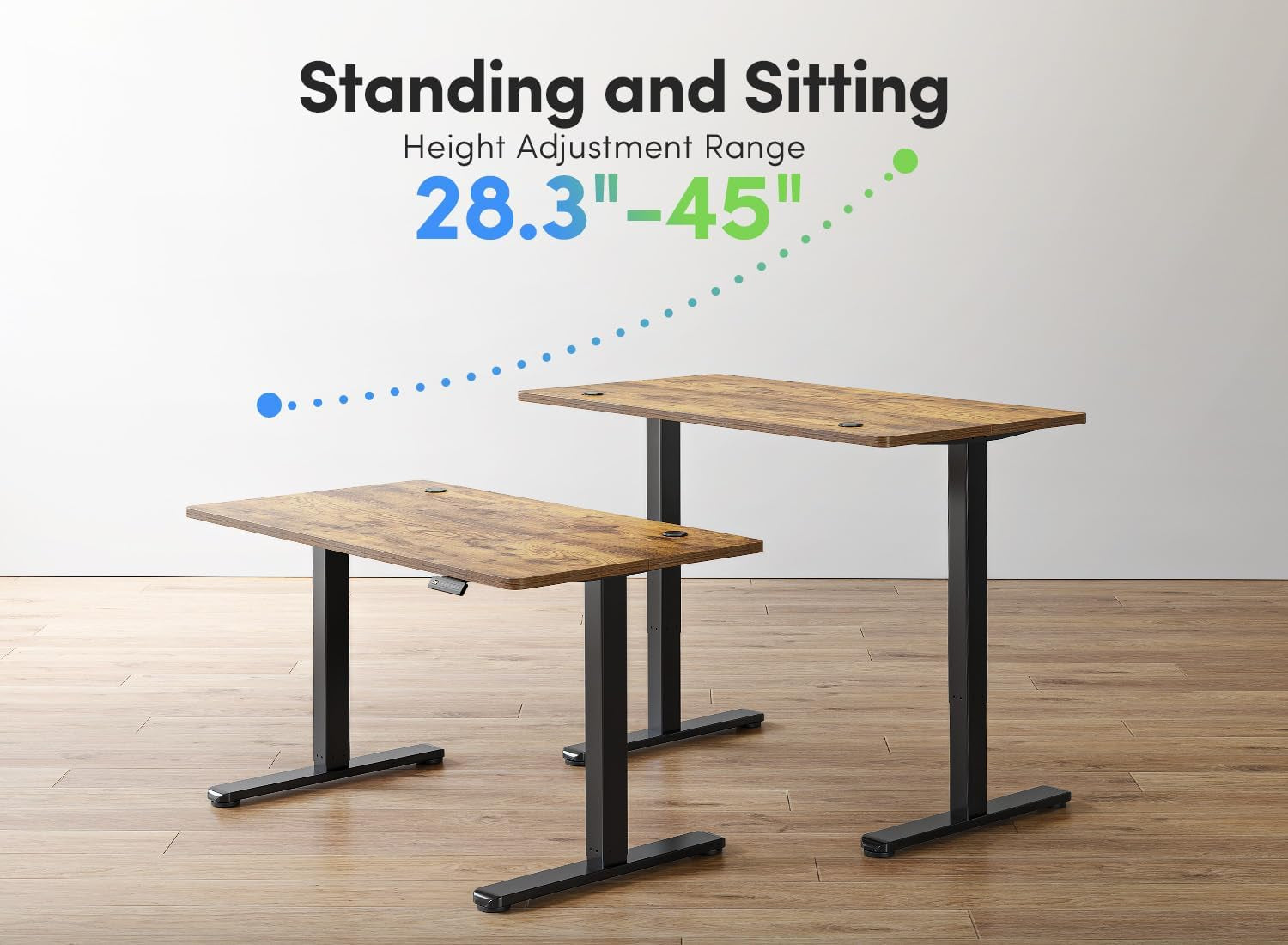 Height Adjustable Electric Standing Desk, 48" x 24", Rustic Brown Finish, Ideal for Home Office and Computer Use