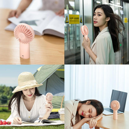 Portable Handheld Fan with 20-Hour Maximum Cooling Time, 4000mAh USB Rechargeable Personal Fan, Battery Operated Mini Fan with 3 Speed Settings for Travel, Commute, Makeup, and Office - Pink