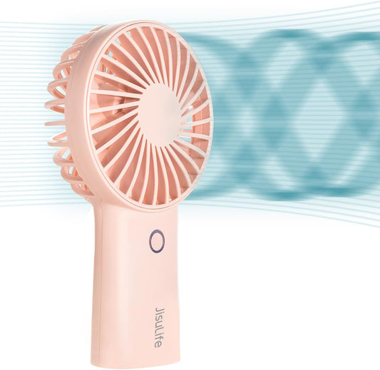 Portable Handheld Fan with 20-Hour Maximum Cooling Time, 4000mAh USB Rechargeable Personal Fan, Battery Operated Mini Fan with 3 Speed Settings for Travel, Commute, Makeup, and Office - Pink