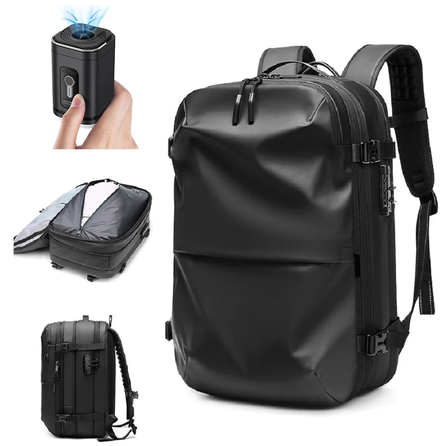 Men's Travel Backpack with Vacuum Compression - 17-Inch Laptop Business Backpack with Large Capacity for School and Hiking