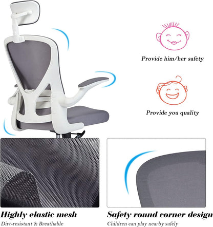 Dedeo Ergonomic High-Back Mesh Office Chair with Adjustable Lumbar Support and Headrest, Tilt Function, and Breathable Thick Seat Cushion