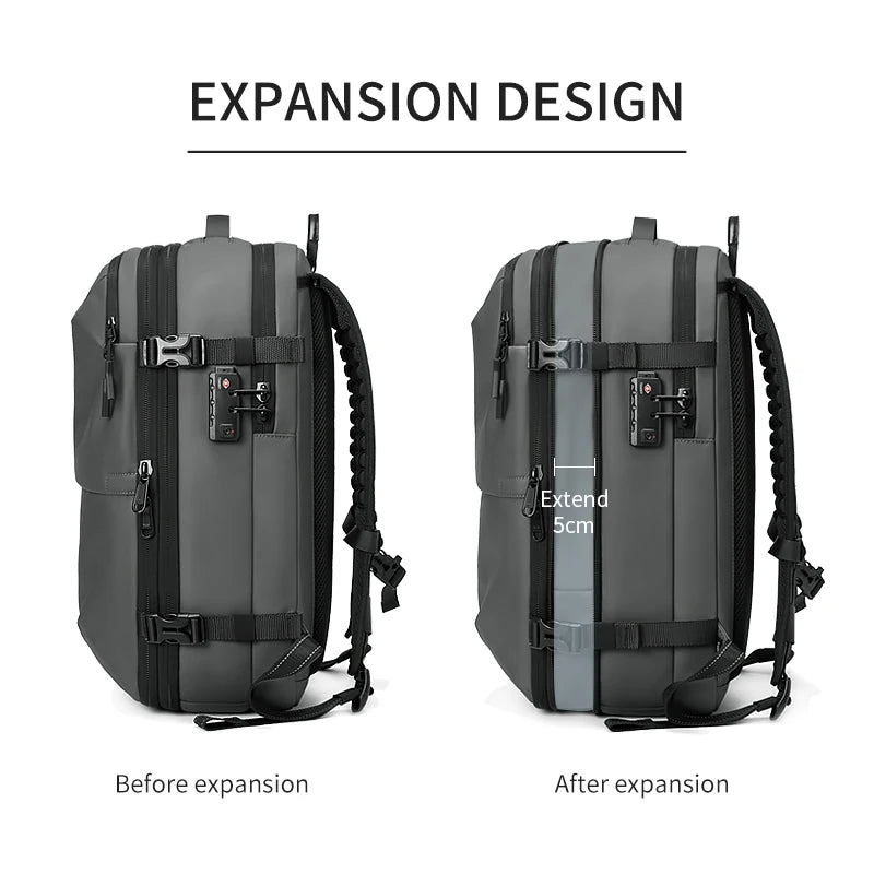 Men's Travel Backpack with Vacuum Compression - 17-Inch Laptop Business Backpack with Large Capacity for School and Hiking