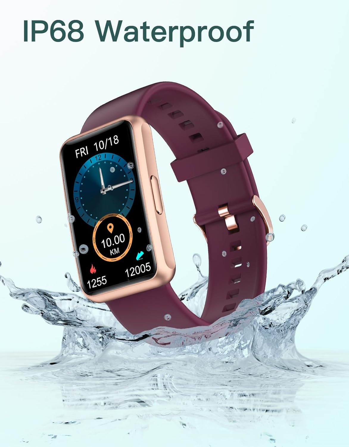Fitness Tracker - No Bluetooth, No App, No Phone Required, Waterproof IP68 Fitness Watch for Men and Women with Full Touch Screen, Step and Calorie Counter, Sleep Tracker, and Alarm Clocks (Purple)