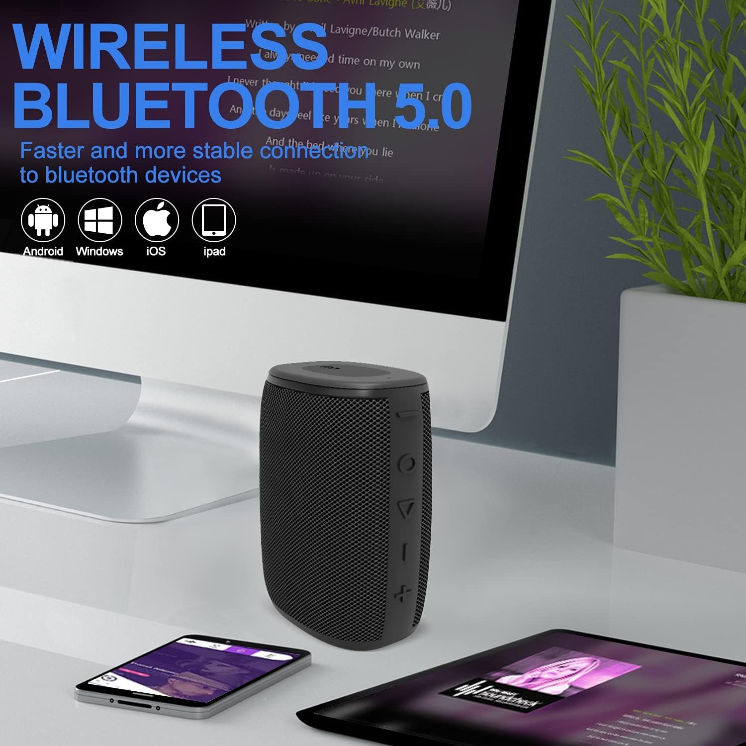 H3 Portable Bluetooth 5.0 Wireless Speaker with HD Stereo Sound, IPX7 Waterproof Rating, 15-Hour Playtime, USB-C Charging, and TWS Pairing for Home and Outdoor Use
