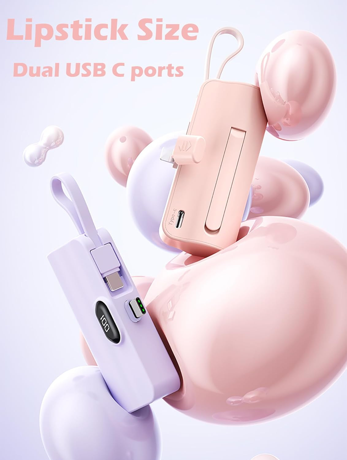 5500mAh Mini Portable Power Bank with Dual USB-C Ports and LCD Display, Compatible with iPhone 16/15 Series, Android Phones, Samsung, Moto, LG, and More