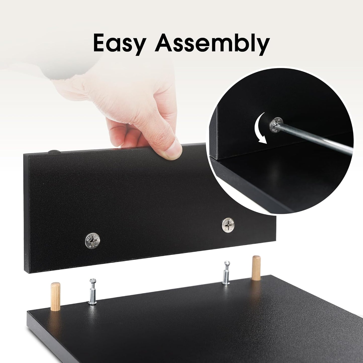 Dual Monitor Stand with Adjustable Length and Angle - Wood Desktop Riser with Three Shelves, Medium Black Office Accessory (Model: Dt108001Wb)