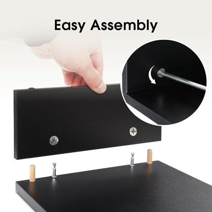 Dual Monitor Stand with Adjustable Length and Angle - Wood Desktop Riser with Three Shelves, Medium Black Office Accessory (Model: Dt108001Wb)