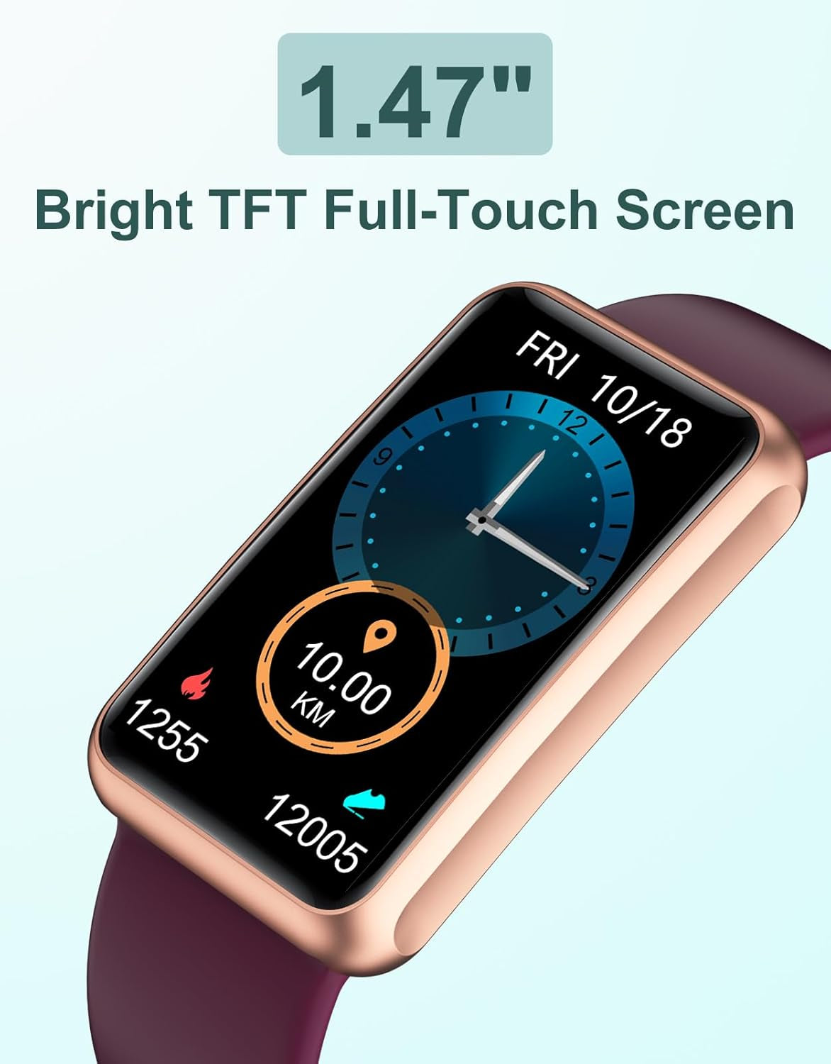 Fitness Tracker - No Bluetooth, No App, No Phone Required, Waterproof IP68 Fitness Watch for Men and Women with Full Touch Screen, Step and Calorie Counter, Sleep Tracker, and Alarm Clocks (Purple)