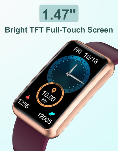 Fitness Tracker - No Bluetooth, No App, No Phone Required, Waterproof IP68 Fitness Watch for Men and Women with Full Touch Screen, Step and Calorie Counter, Sleep Tracker, and Alarm Clocks (Purple)