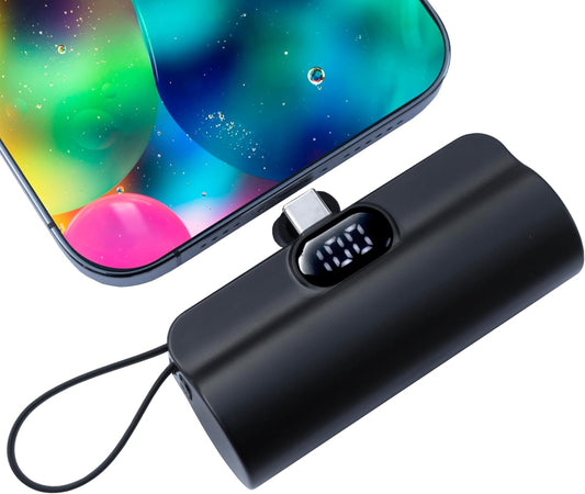 5500mAh Mini Portable Power Bank with Dual USB-C Ports and LCD Display, Compatible with iPhone 16/15 Series, Android Phones, Samsung, Moto, LG, and More