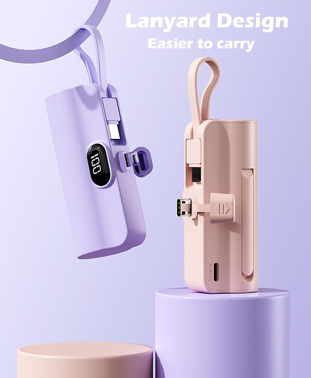 5500mAh Mini Portable Power Bank with Dual USB-C Ports and LCD Display, Compatible with iPhone 16/15 Series, Android Phones, Samsung, Moto, LG, and More