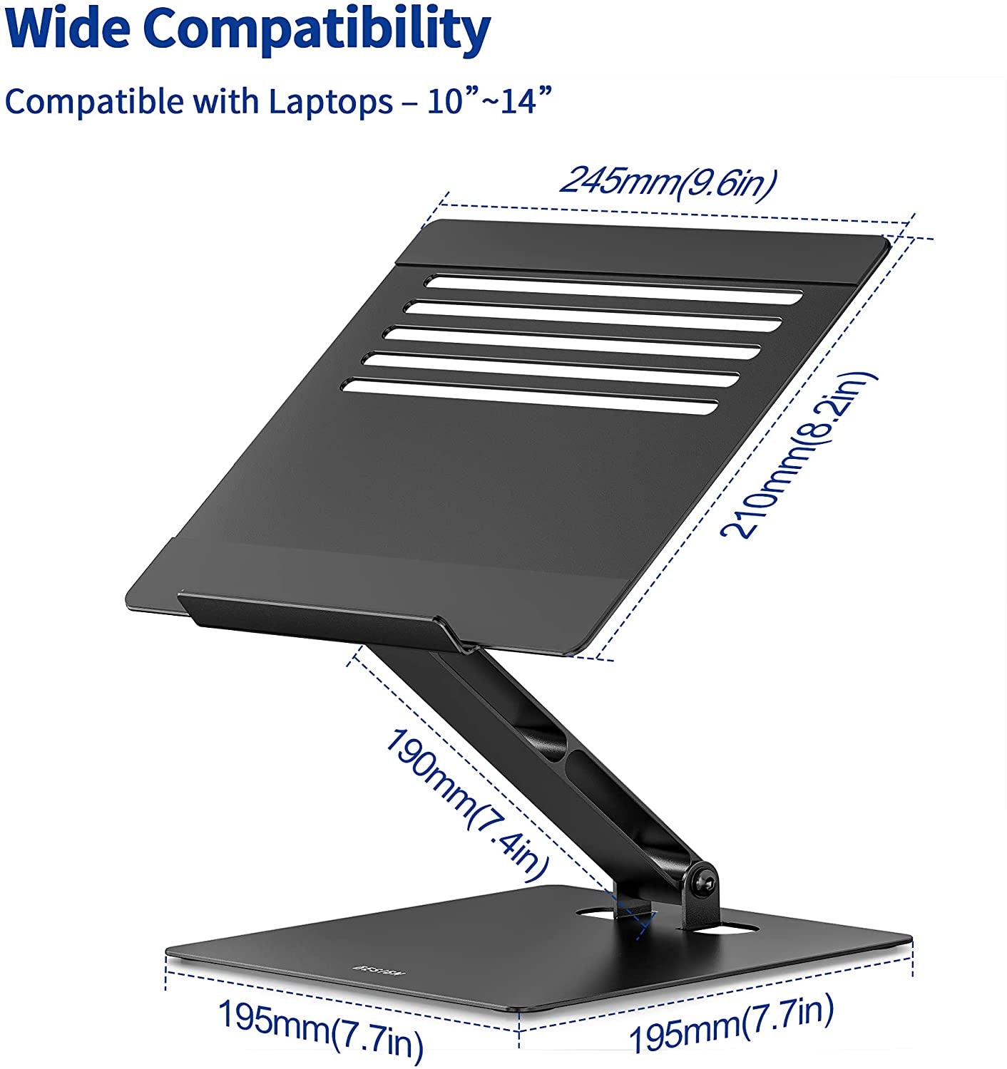 LSX5 Ergonomic Aluminum Laptop Stand - Adjustable Notebook Riser for 10-14" Devices, Compatible with MacBook Air, Pro, Dell, HP, Lenovo (Black)