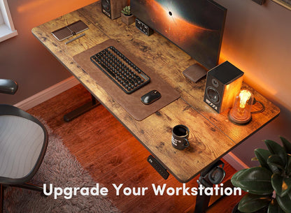 Height Adjustable Electric Standing Desk, 48" x 24", Rustic Brown Finish, Ideal for Home Office and Computer Use