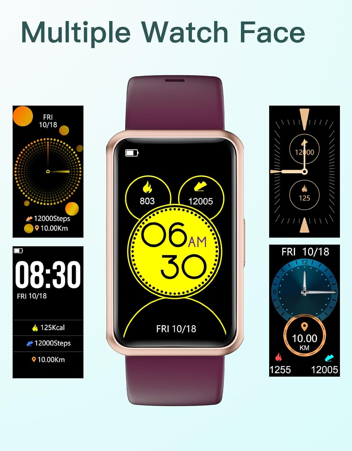 Fitness Tracker - No Bluetooth, No App, No Phone Required, Waterproof IP68 Fitness Watch for Men and Women with Full Touch Screen, Step and Calorie Counter, Sleep Tracker, and Alarm Clocks (Purple)