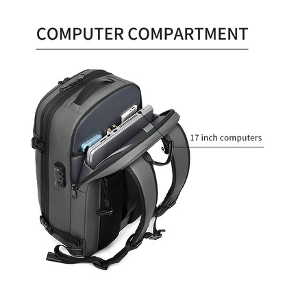 Men's Travel Backpack with Vacuum Compression - 17-Inch Laptop Business Backpack with Large Capacity for School and Hiking