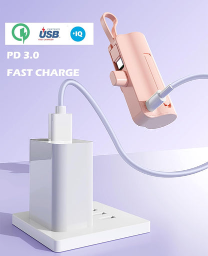 5500mAh Mini Portable Power Bank with Dual USB-C Ports and LCD Display, Compatible with iPhone 16/15 Series, Android Phones, Samsung, Moto, LG, and More