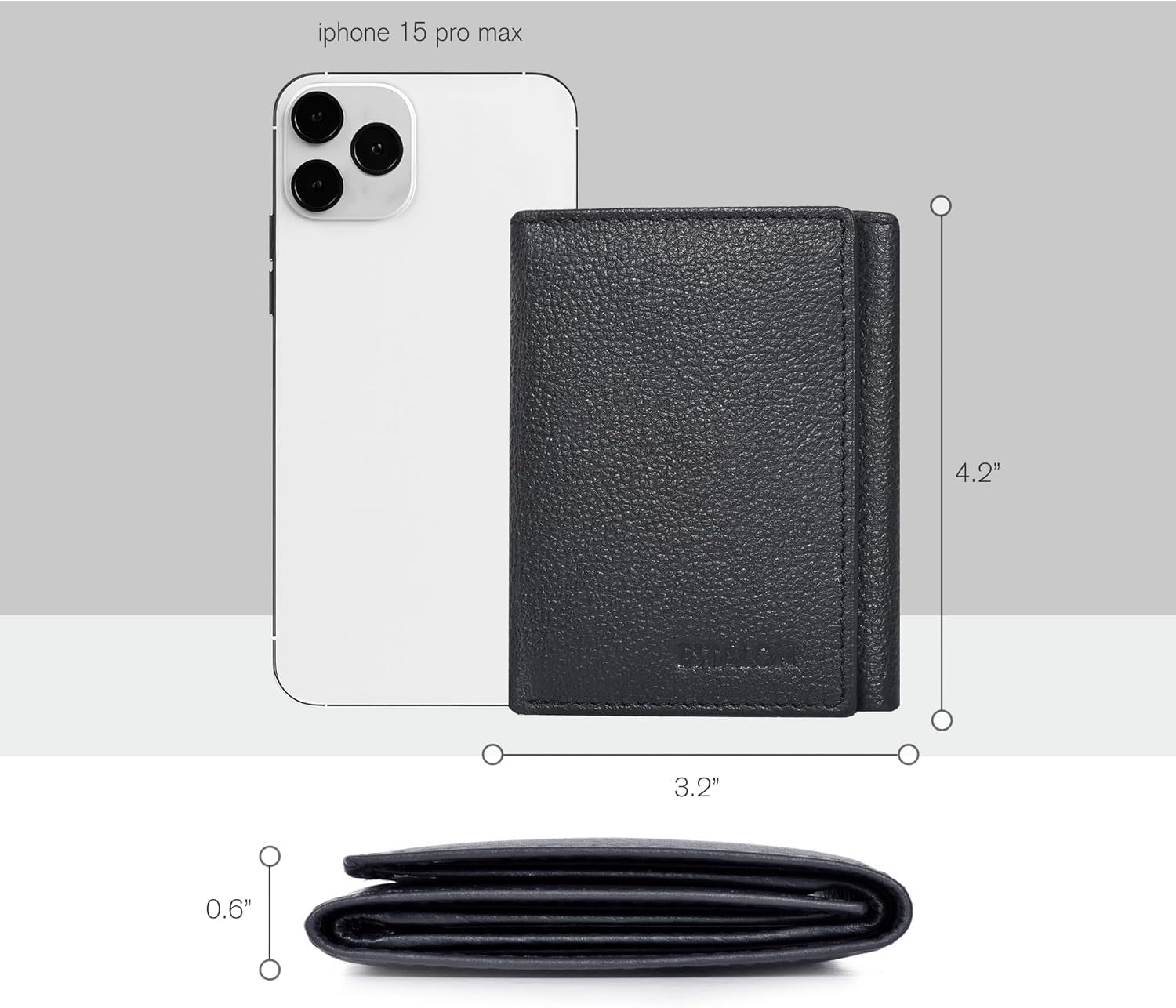 Men's Leather Trifold Wallet with RFID Blocking - Features 6 Card Slots, 2 Slip Pockets, and 1 Front ID Window - Minimalist Slim Design