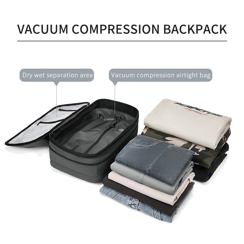 Men's Travel Backpack with Vacuum Compression - 17-Inch Laptop Business Backpack with Large Capacity for School and Hiking