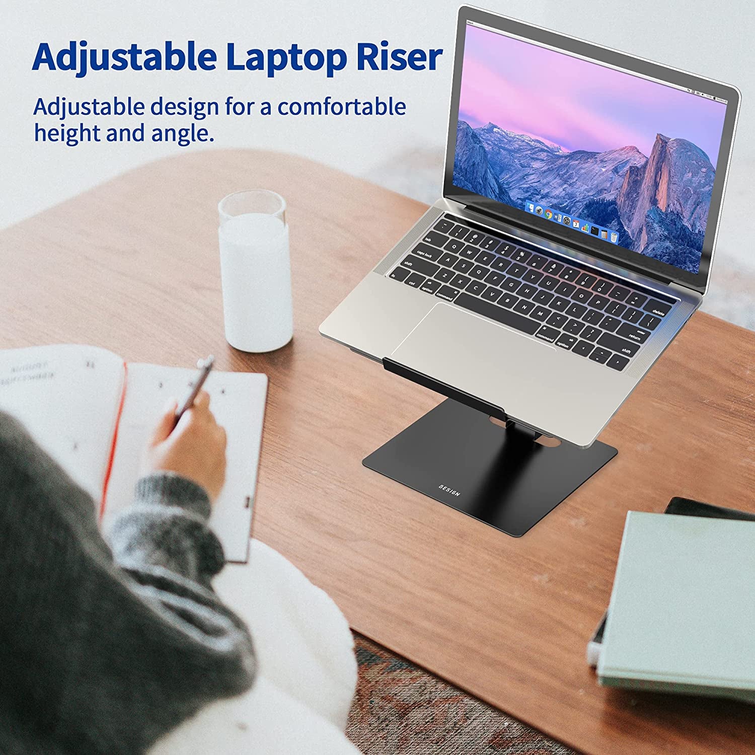 LSX5 Ergonomic Aluminum Laptop Stand - Adjustable Notebook Riser for 10-14" Devices, Compatible with MacBook Air, Pro, Dell, HP, Lenovo (Black)